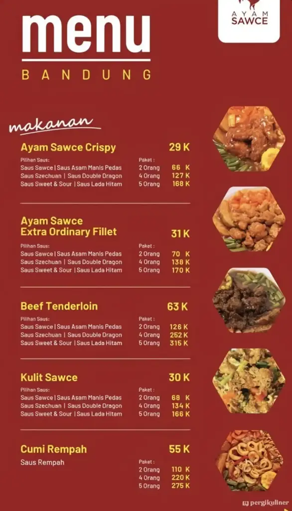 Harga Menu Makanan Ayam Sawce